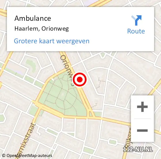 Locatie op kaart van de 112 melding: Ambulance Haarlem, Orionweg op 27 januari 2024 11:29