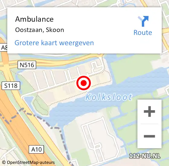 Locatie op kaart van de 112 melding: Ambulance Oostzaan, Skoon op 27 januari 2024 11:37