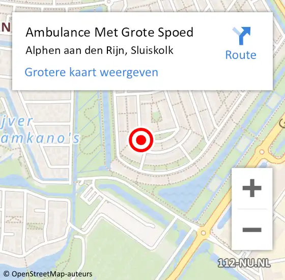 Locatie op kaart van de 112 melding: Ambulance Met Grote Spoed Naar Alphen aan den Rijn, Sluiskolk op 27 januari 2024 11:39