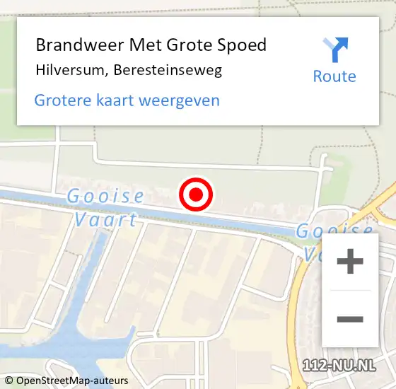 Locatie op kaart van de 112 melding: Brandweer Met Grote Spoed Naar Hilversum, Beresteinseweg op 27 januari 2024 11:56