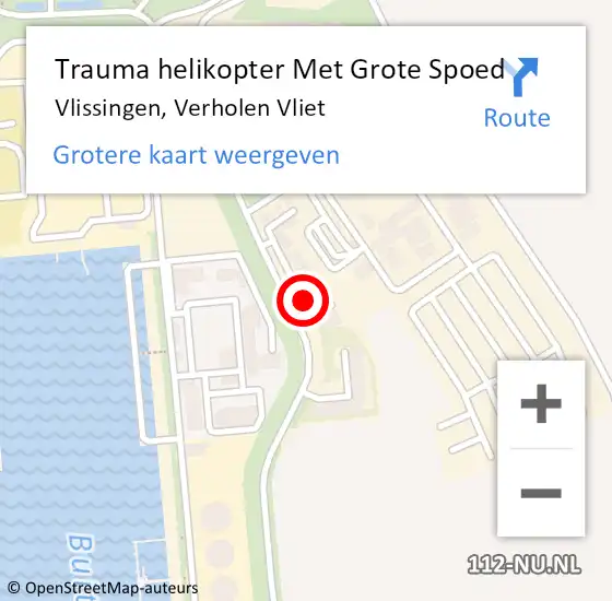 Locatie op kaart van de 112 melding: Trauma helikopter Met Grote Spoed Naar Vlissingen, Verholen Vliet op 27 januari 2024 12:14