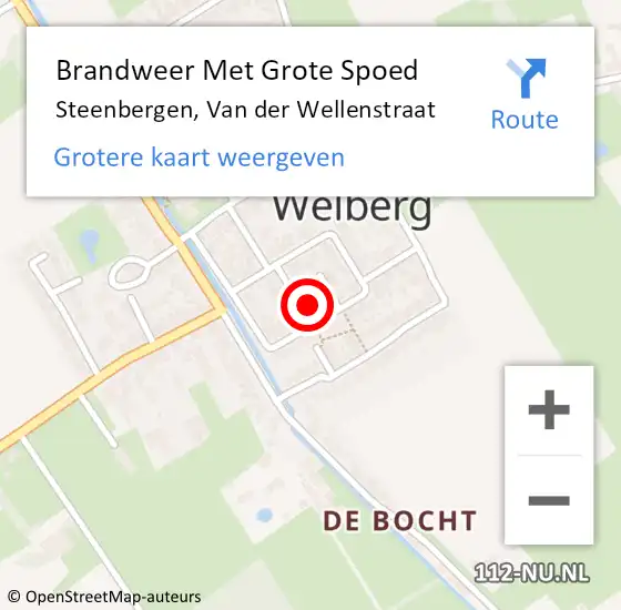 Locatie op kaart van de 112 melding: Brandweer Met Grote Spoed Naar Steenbergen, Van der Wellenstraat op 27 januari 2024 12:44