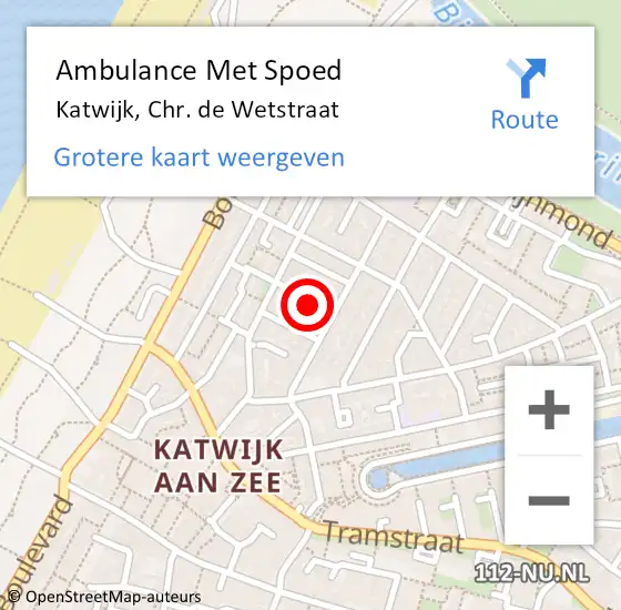 Locatie op kaart van de 112 melding: Ambulance Met Spoed Naar Katwijk, Chr. de Wetstraat op 27 januari 2024 13:04
