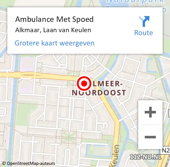 Locatie op kaart van de 112 melding: Ambulance Met Spoed Naar Alkmaar, Laan van Keulen op 27 januari 2024 13:10