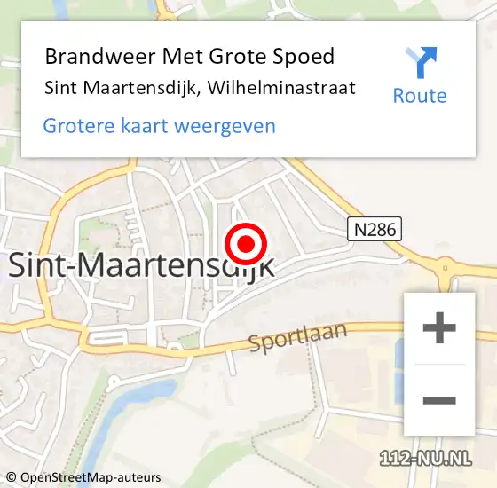 Locatie op kaart van de 112 melding: Brandweer Met Grote Spoed Naar Sint Maartensdijk, Wilhelminastraat op 27 januari 2024 13:12