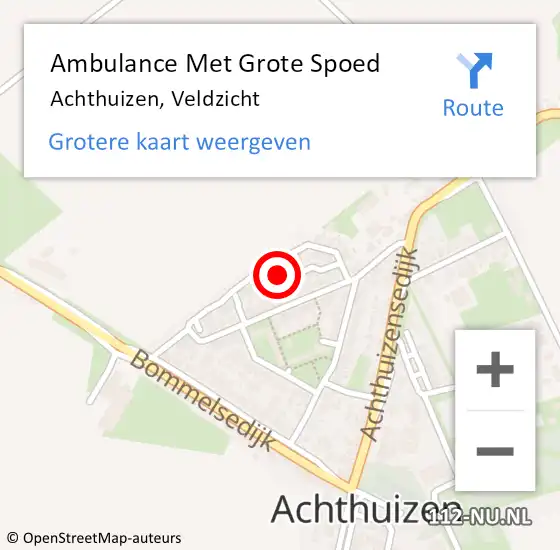 Locatie op kaart van de 112 melding: Ambulance Met Grote Spoed Naar Achthuizen, Veldzicht op 27 januari 2024 14:14
