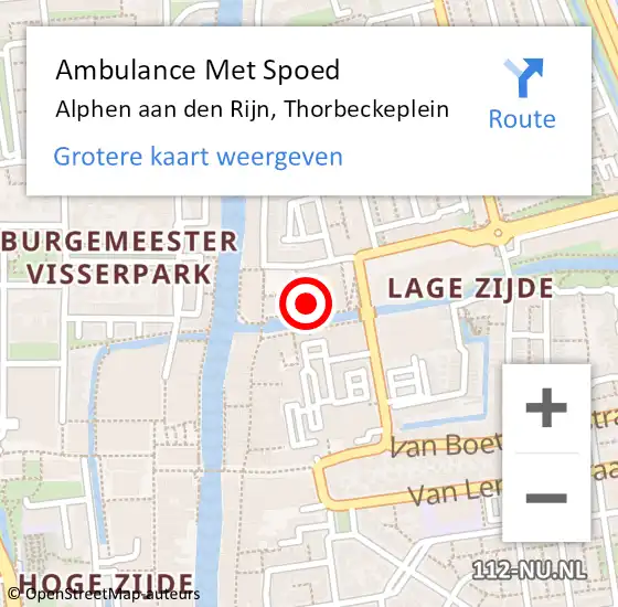 Locatie op kaart van de 112 melding: Ambulance Met Spoed Naar Alphen aan den Rijn, Thorbeckeplein op 27 januari 2024 14:18