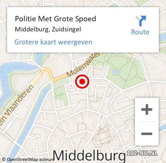 Locatie op kaart van de 112 melding: Politie Met Grote Spoed Naar Middelburg, Zuidsingel op 27 januari 2024 14:27