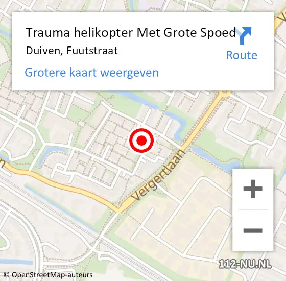 Locatie op kaart van de 112 melding: Trauma helikopter Met Grote Spoed Naar Duiven, Fuutstraat op 27 januari 2024 14:27