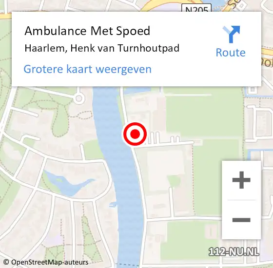 Locatie op kaart van de 112 melding: Ambulance Met Spoed Naar Haarlem, Henk van Turnhoutpad op 27 januari 2024 14:47