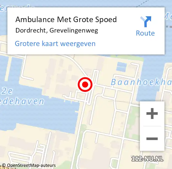 Locatie op kaart van de 112 melding: Ambulance Met Grote Spoed Naar Dordrecht, Grevelingenweg op 27 januari 2024 14:50