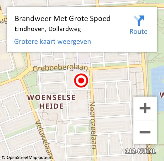 Locatie op kaart van de 112 melding: Brandweer Met Grote Spoed Naar Eindhoven, Dollardweg op 27 januari 2024 15:42