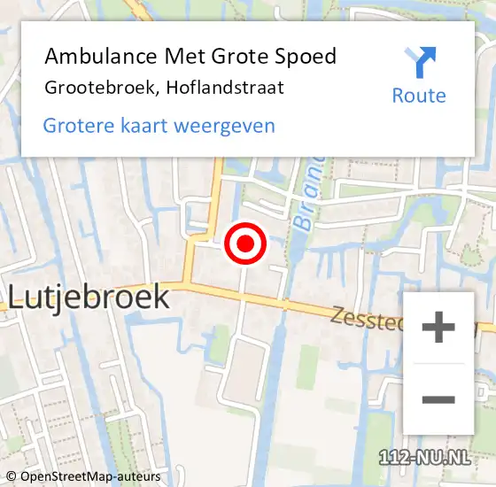 Locatie op kaart van de 112 melding: Ambulance Met Grote Spoed Naar Grootebroek, Hoflandstraat op 27 januari 2024 15:52