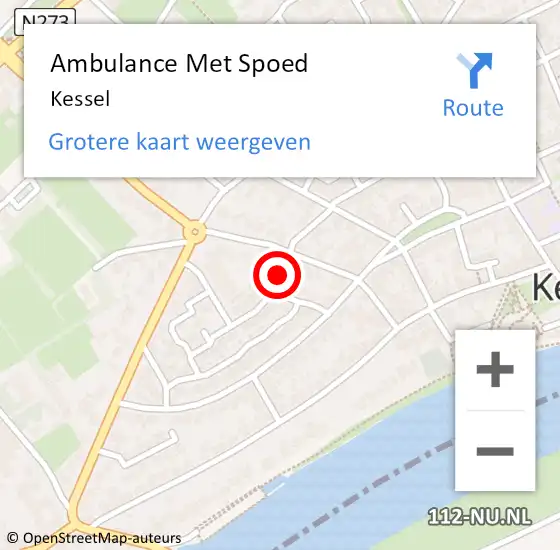 Locatie op kaart van de 112 melding: Ambulance Met Spoed Naar Kessel op 27 januari 2024 16:14