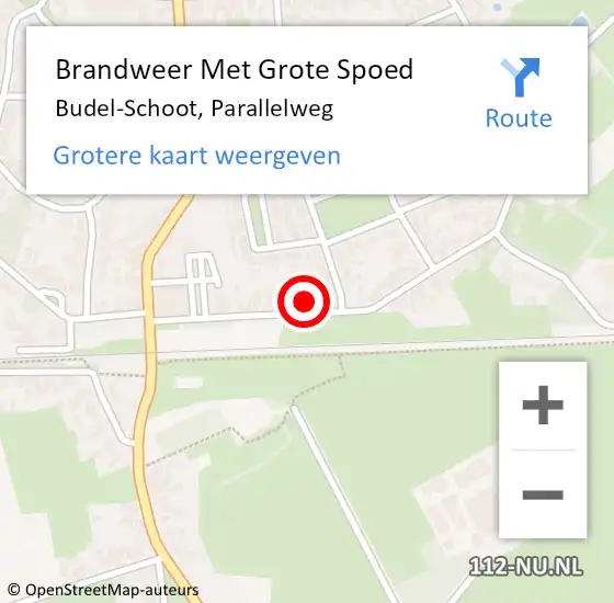 Locatie op kaart van de 112 melding: Brandweer Met Grote Spoed Naar Budel-Schoot, Parallelweg op 27 januari 2024 16:18