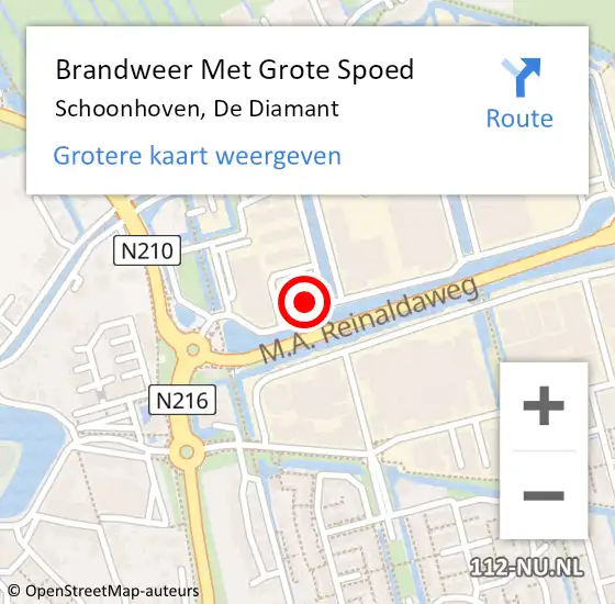 Locatie op kaart van de 112 melding: Brandweer Met Grote Spoed Naar Schoonhoven, De Diamant op 27 januari 2024 16:25
