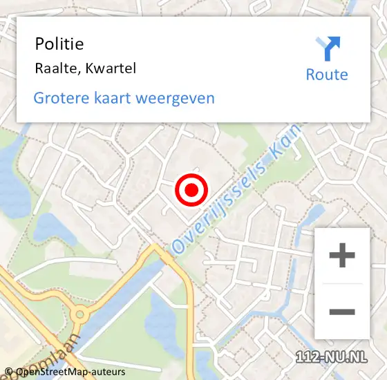 Locatie op kaart van de 112 melding: Politie Raalte, Kwartel op 27 januari 2024 16:39