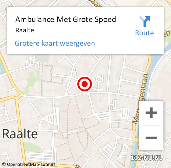 Locatie op kaart van de 112 melding: Ambulance Met Grote Spoed Naar Raalte op 27 januari 2024 16:39