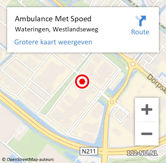 Locatie op kaart van de 112 melding: Ambulance Met Spoed Naar Wateringen, Westlandseweg op 27 januari 2024 17:17