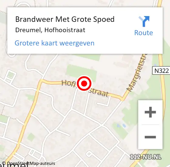 Locatie op kaart van de 112 melding: Brandweer Met Grote Spoed Naar Dreumel, Hofhooistraat op 27 januari 2024 17:24