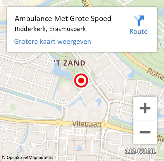 Locatie op kaart van de 112 melding: Ambulance Met Grote Spoed Naar Ridderkerk, Erasmuspark op 27 januari 2024 17:26