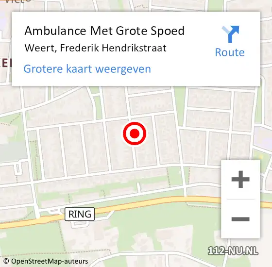 Locatie op kaart van de 112 melding: Ambulance Met Grote Spoed Naar Weert, Frederik Hendrikstraat op 27 januari 2024 17:27