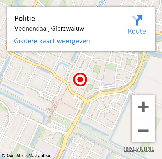 Locatie op kaart van de 112 melding: Politie Veenendaal, Gierzwaluw op 27 januari 2024 17:54