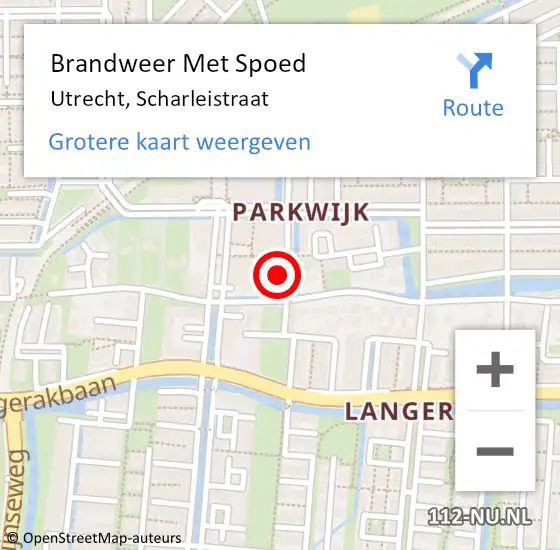 Locatie op kaart van de 112 melding: Brandweer Met Spoed Naar Utrecht, Scharleistraat op 27 januari 2024 18:26