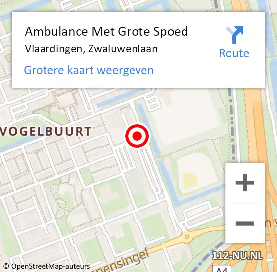 Locatie op kaart van de 112 melding: Ambulance Met Grote Spoed Naar Vlaardingen, Zwaluwenlaan op 23 september 2014 17:36