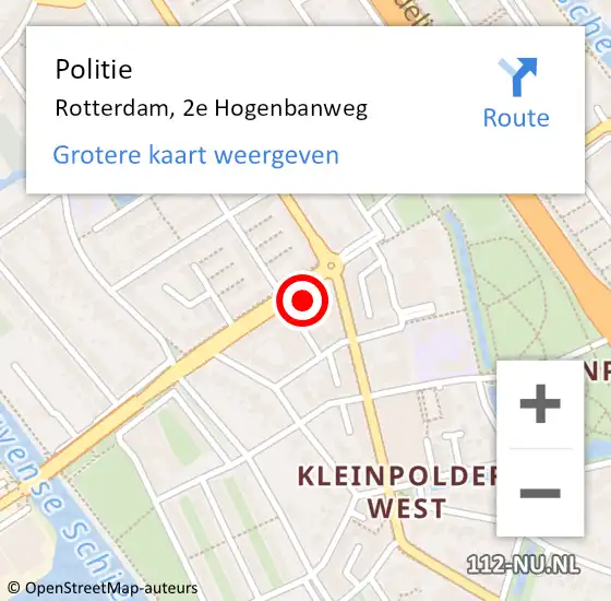 Locatie op kaart van de 112 melding: Politie Rotterdam, 2e Hogenbanweg op 27 januari 2024 18:59