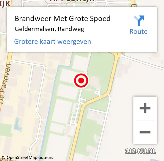 Locatie op kaart van de 112 melding: Brandweer Met Grote Spoed Naar Geldermalsen, Randweg op 27 januari 2024 19:00