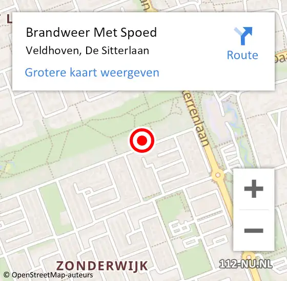 Locatie op kaart van de 112 melding: Brandweer Met Spoed Naar Veldhoven, De Sitterlaan op 27 januari 2024 19:41