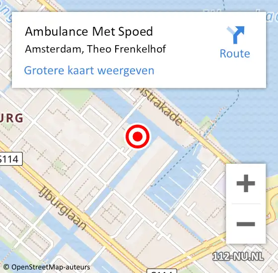 Locatie op kaart van de 112 melding: Ambulance Met Spoed Naar Amsterdam, Theo Frenkelhof op 27 januari 2024 19:43