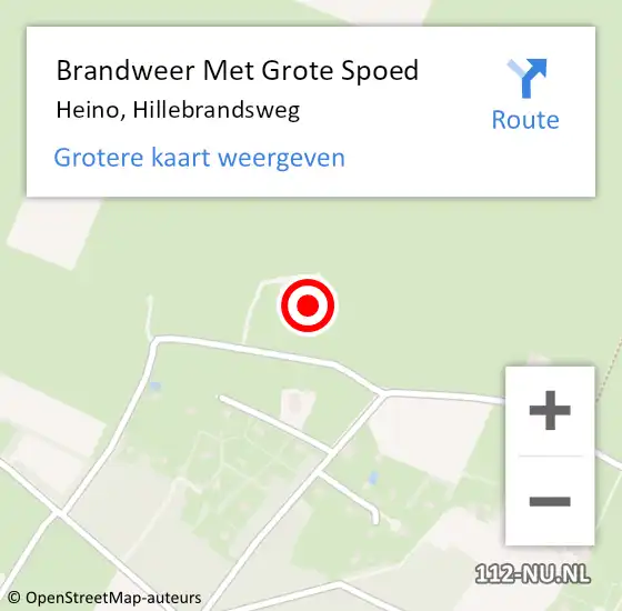 Locatie op kaart van de 112 melding: Brandweer Met Grote Spoed Naar Heino, Hillebrandsweg op 27 januari 2024 19:43