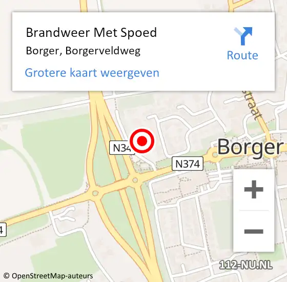 Locatie op kaart van de 112 melding: Brandweer Met Spoed Naar Borger, Borgerveldweg op 27 januari 2024 20:23