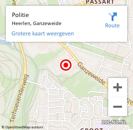 Locatie op kaart van de 112 melding: Politie Heerlen, Ganzeweide op 27 januari 2024 20:39