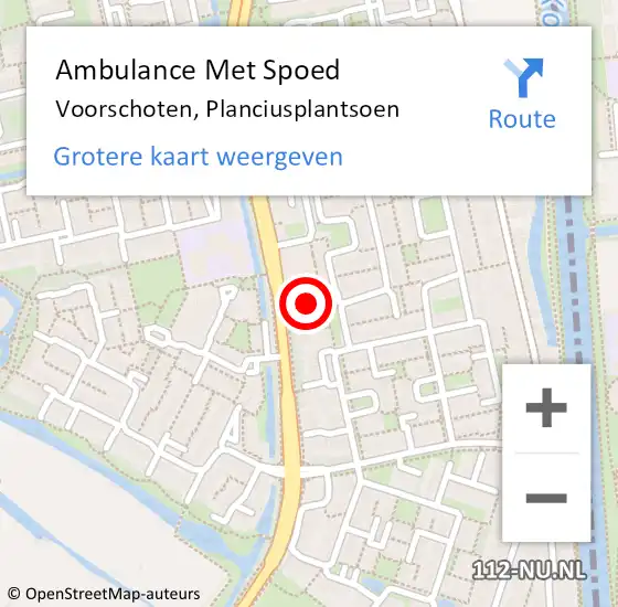 Locatie op kaart van de 112 melding: Ambulance Met Spoed Naar Voorschoten, Planciusplantsoen op 27 januari 2024 20:45