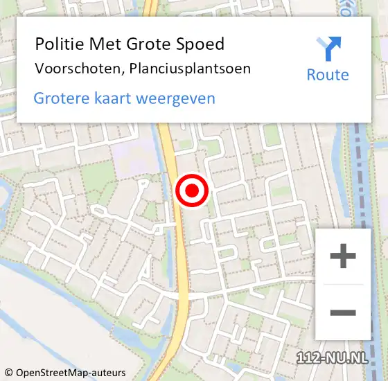 Locatie op kaart van de 112 melding: Politie Met Grote Spoed Naar Voorschoten, Planciusplantsoen op 27 januari 2024 20:47