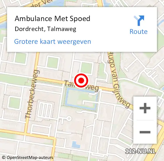 Locatie op kaart van de 112 melding: Ambulance Met Spoed Naar Dordrecht, Talmaweg op 27 januari 2024 21:02