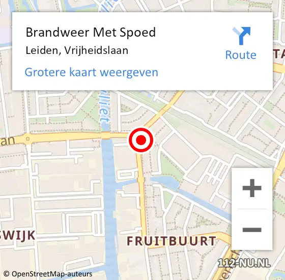 Locatie op kaart van de 112 melding: Brandweer Met Spoed Naar Leiden, Vrijheidslaan op 27 januari 2024 21:11