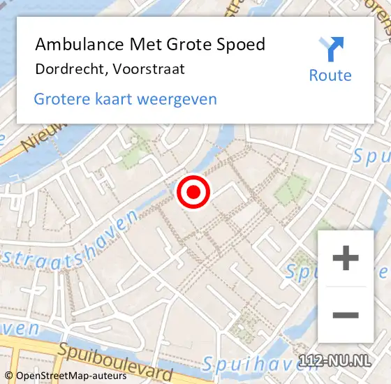 Locatie op kaart van de 112 melding: Ambulance Met Grote Spoed Naar Dordrecht, Voorstraat op 27 januari 2024 21:21