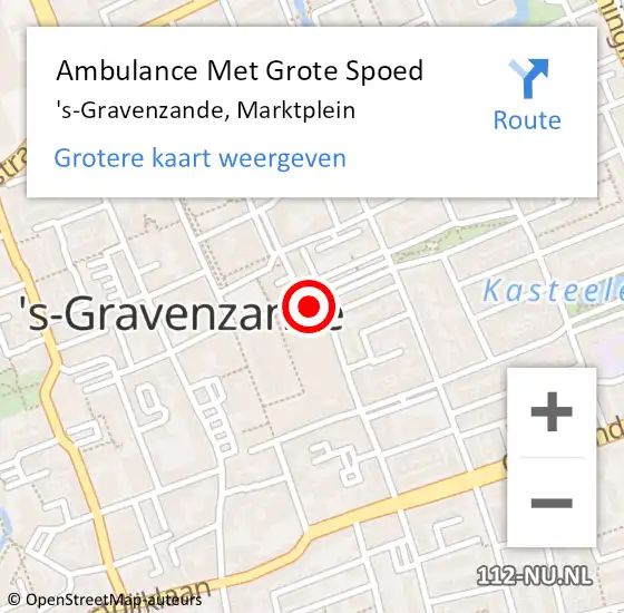 Locatie op kaart van de 112 melding: Ambulance Met Grote Spoed Naar 's-Gravenzande, Marktplein op 27 januari 2024 21:38