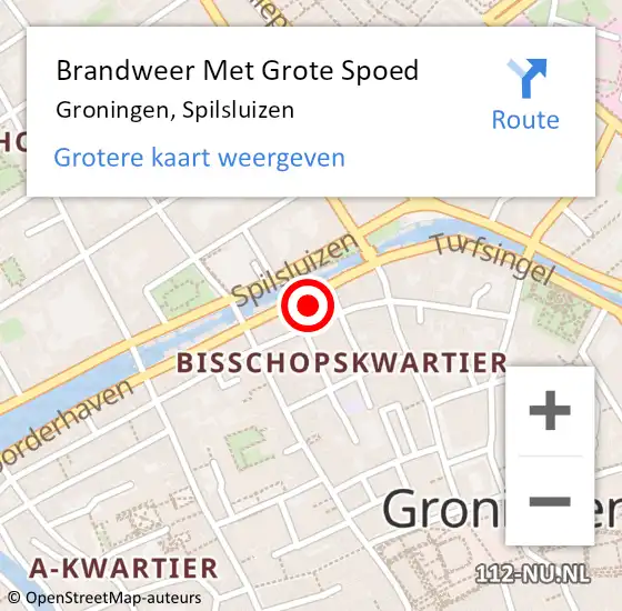 Locatie op kaart van de 112 melding: Brandweer Met Grote Spoed Naar Groningen, Spilsluizen op 27 januari 2024 22:29