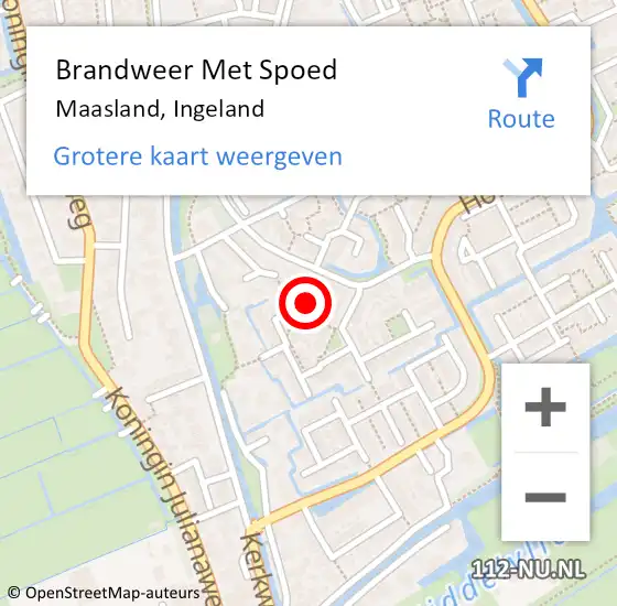 Locatie op kaart van de 112 melding: Brandweer Met Spoed Naar Maasland, Ingeland op 27 januari 2024 22:42