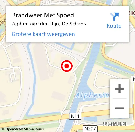 Locatie op kaart van de 112 melding: Brandweer Met Spoed Naar Alphen aan den Rijn, De Schans op 27 januari 2024 22:45