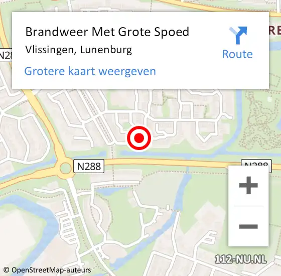 Locatie op kaart van de 112 melding: Brandweer Met Grote Spoed Naar Vlissingen, Lunenburg op 27 januari 2024 23:11