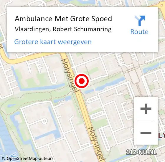 Locatie op kaart van de 112 melding: Ambulance Met Grote Spoed Naar Vlaardingen, Robert Schumanring op 27 januari 2024 23:11