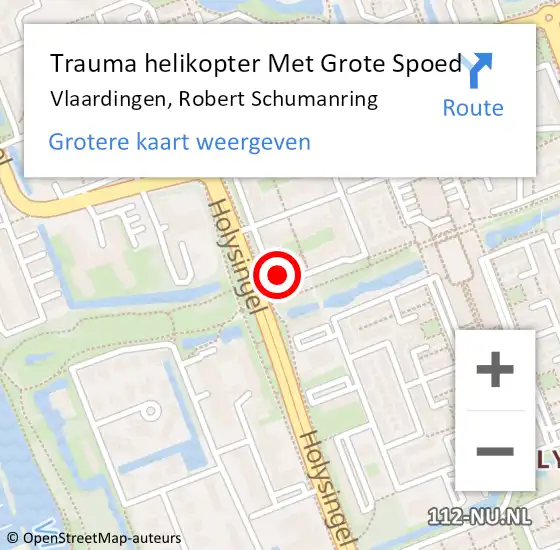 Locatie op kaart van de 112 melding: Trauma helikopter Met Grote Spoed Naar Vlaardingen, Robert Schumanring op 27 januari 2024 23:12