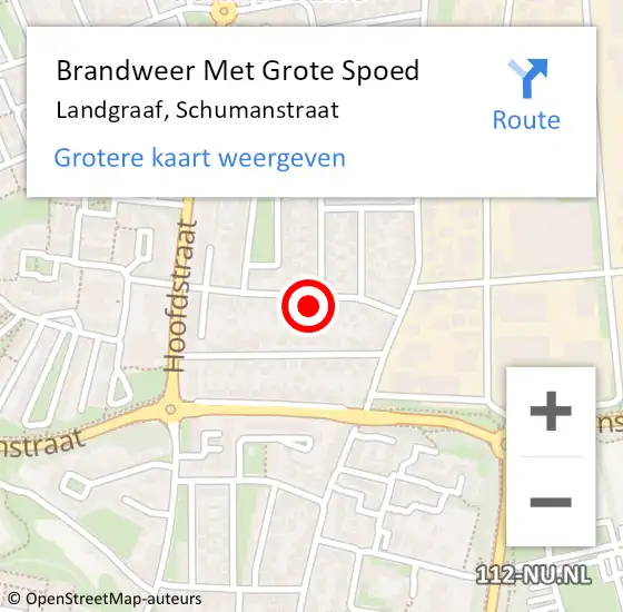 Locatie op kaart van de 112 melding: Brandweer Met Grote Spoed Naar Landgraaf, Schumanstraat op 27 januari 2024 23:34