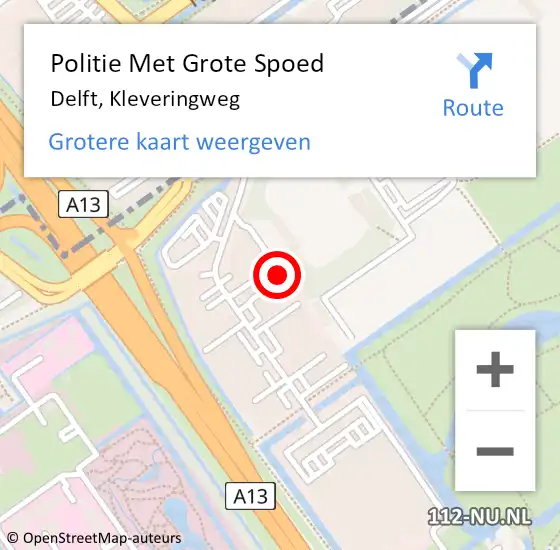 Locatie op kaart van de 112 melding: Politie Met Grote Spoed Naar Delft, Kleveringweg op 27 januari 2024 23:40